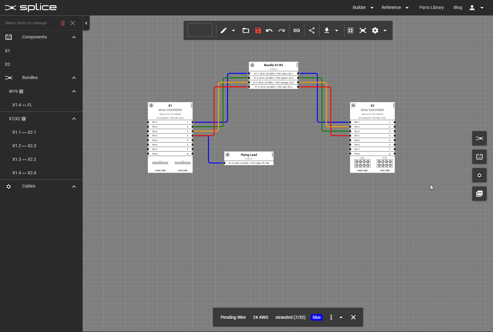 Adding cables from the library