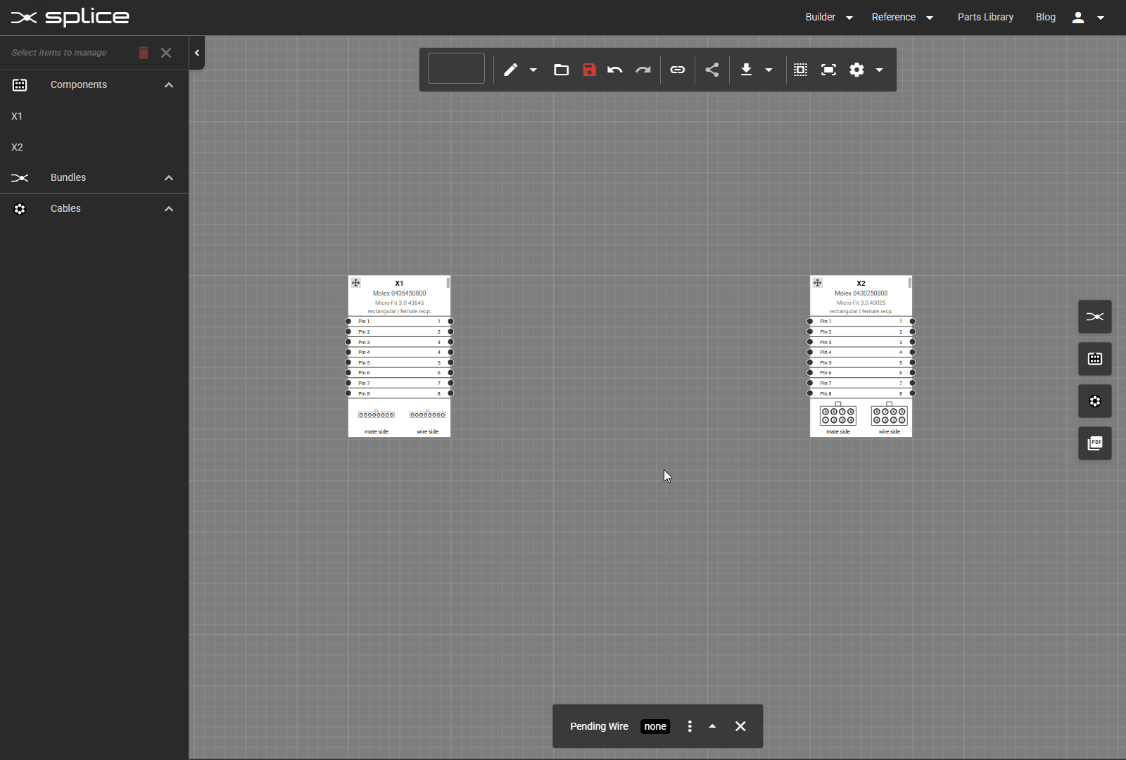 Basic wire connection workflow