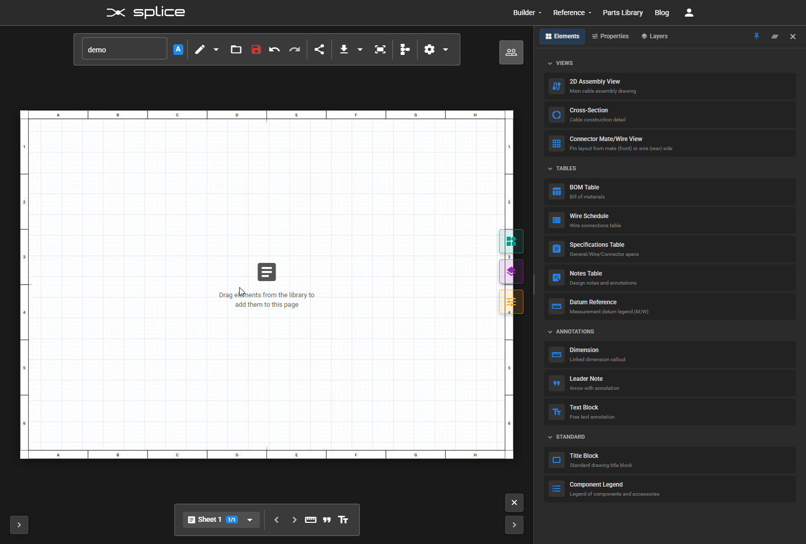 Adding elements from the library